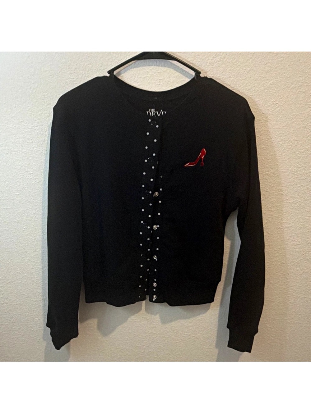 The Devil Wears Prada Womens XS Black Crewneck Button Graphic Sweatshirt